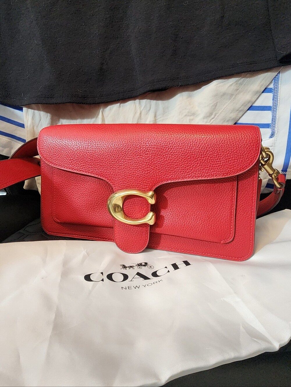 Coach Red Leather Crossbody with Gold 'C' Accent